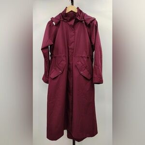 Quince Weatherproof Rain Trench Coat Deep Burgundy NWT. Size XS
